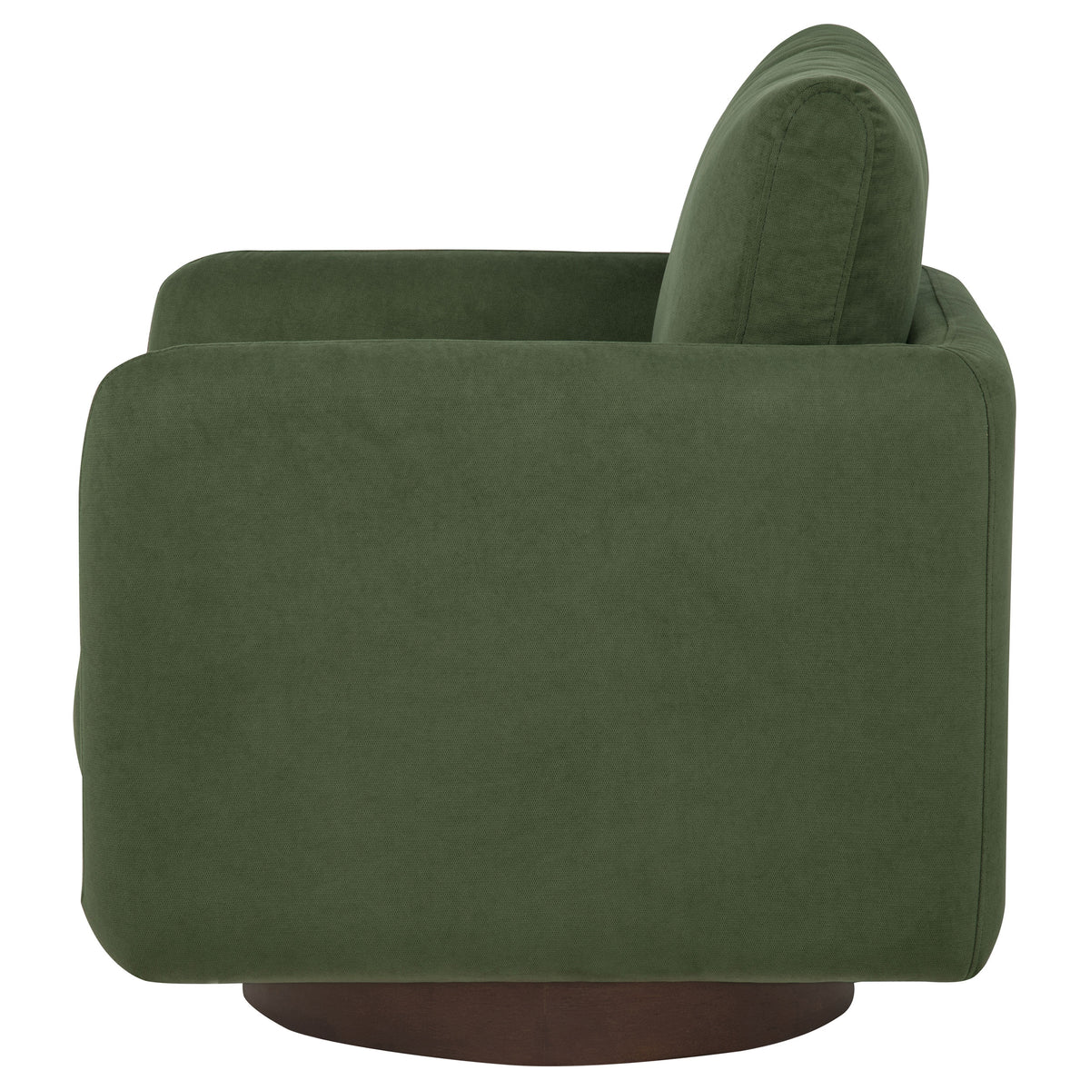 Iris Swivel Accent Chair - Rounded Matcha Green Upholstery on Coffee Wood Base – view 5