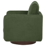 Iris Swivel Accent Chair - Rounded Matcha Green Upholstery on Coffee Wood Base – view 5