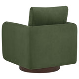 Iris Swivel Accent Chair - Rounded Matcha Green Upholstery on Coffee Wood Base – view 6