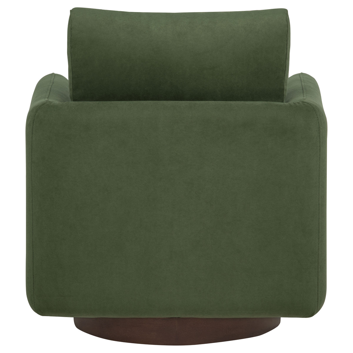 Iris Swivel Accent Chair - Rounded Matcha Green Upholstery on Coffee Wood Base – view 7
