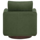 Iris Swivel Accent Chair - Rounded Matcha Green Upholstery on Coffee Wood Base – view 7