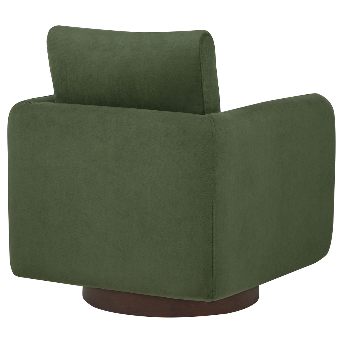 Iris Swivel Accent Chair - Rounded Matcha Green Upholstery on Coffee Wood Base – view 8
