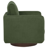 Iris Swivel Accent Chair - Rounded Matcha Green Upholstery on Coffee Wood Base – view 9