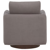 Iris Swivel Accent Chair - Stone Fabric with Track Arms & Coffee Wood Pedestal Base – view 7