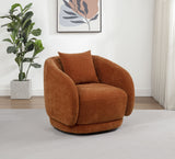 Arnaud Barrel Swivel Accent Chair - Burnt Orange Chenille with Loose Back Pillow – view 1