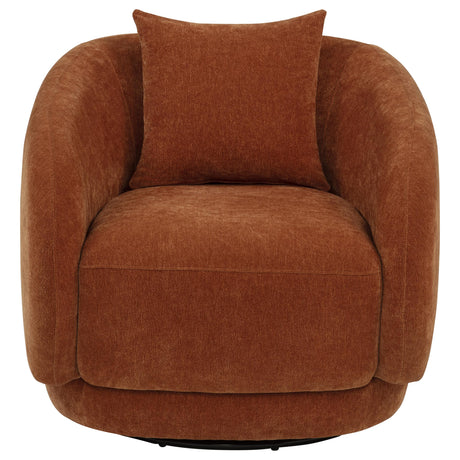Arnaud Barrel Swivel Accent Chair - Burnt Orange Chenille with Loose Back Pillow – view 3