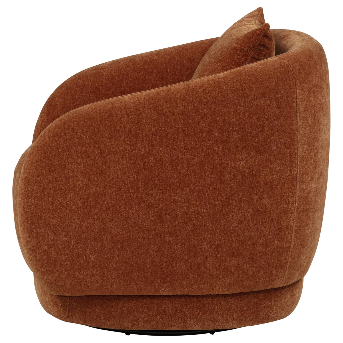 Arnaud Barrel Swivel Accent Chair - Burnt Orange Chenille with Loose Back Pillow – view 5