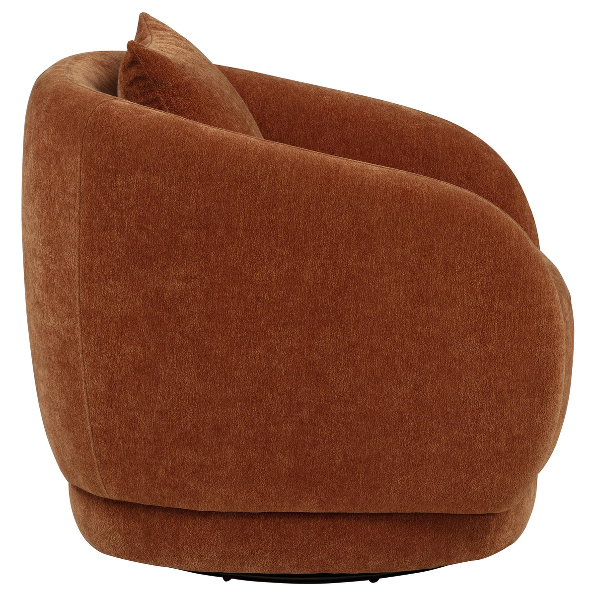 Arnaud Barrel Swivel Accent Chair - Burnt Orange Chenille with Loose Back Pillow – view 7