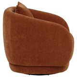 Arnaud Barrel Swivel Accent Chair - Burnt Orange Chenille with Loose Back Pillow – view 7
