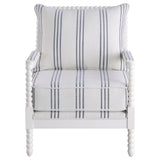 Blanchett Bobbin Accent Chair - Coastal White & Navy Stripe Upholstery with Turned Wood Frame – view 3