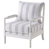 Blanchett Bobbin Accent Chair - Coastal White & Navy Stripe Upholstery with Turned Wood Frame – view 4