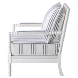 Blanchett Bobbin Accent Chair - Coastal White & Navy Stripe Upholstery with Turned Wood Frame – view 5