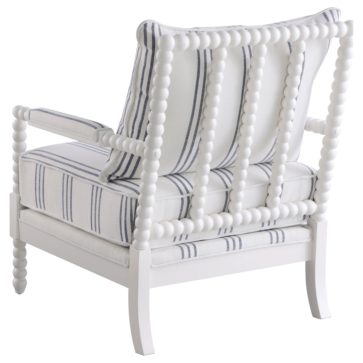 Blanchett Bobbin Accent Chair - Coastal White & Navy Stripe Upholstery with Turned Wood Frame – view 6