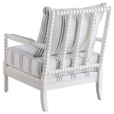 Blanchett Bobbin Accent Chair - Coastal White & Navy Stripe Upholstery with Turned Wood Frame – view 6