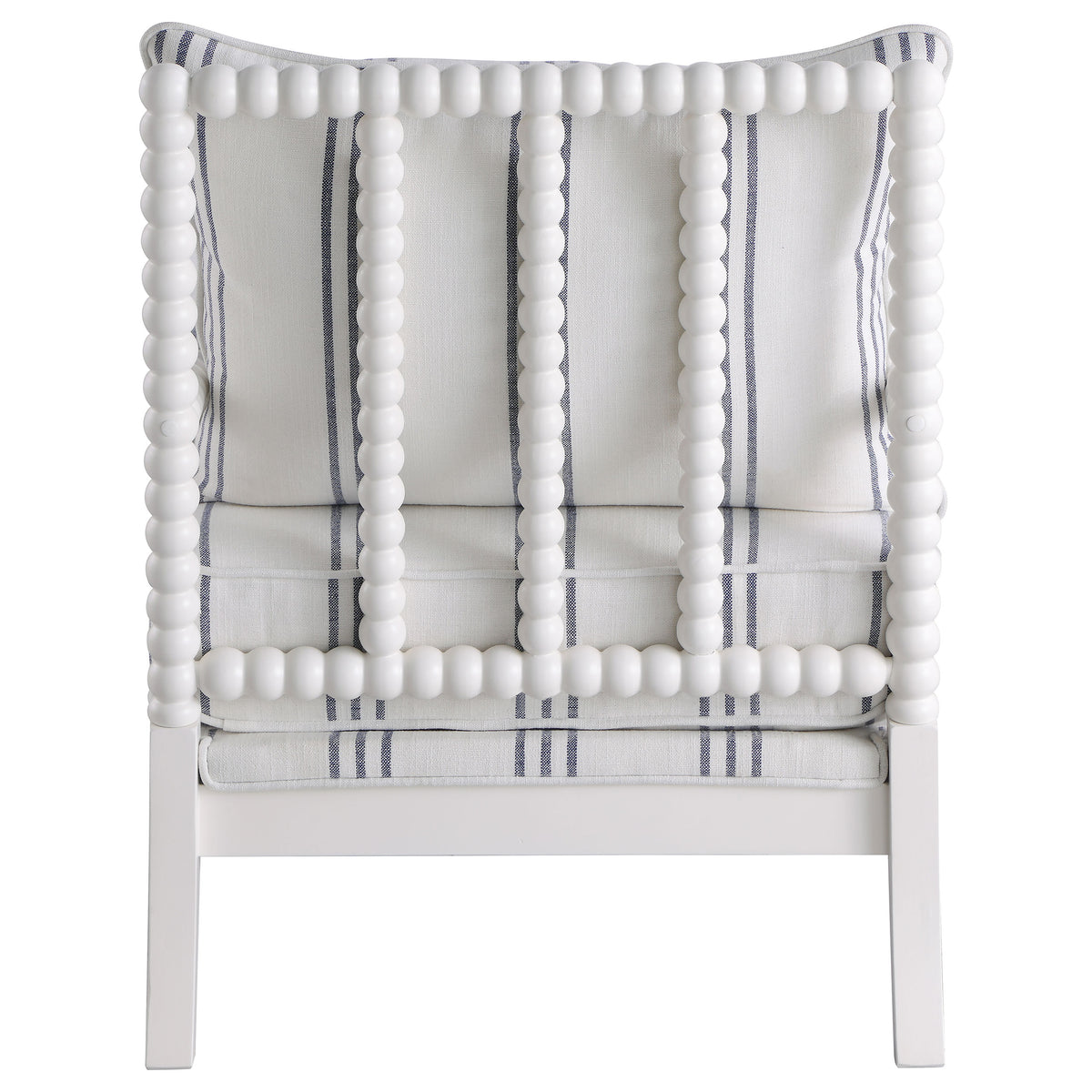 Blanchett Bobbin Accent Chair - Coastal White & Navy Stripe Upholstery with Turned Wood Frame – view 7
