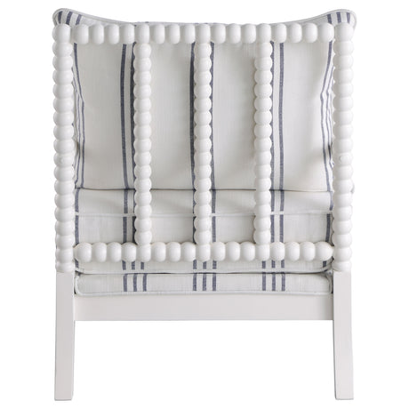 Blanchett Bobbin Accent Chair - Coastal White & Navy Stripe Upholstery with Turned Wood Frame – view 7