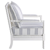 Blanchett Bobbin Accent Chair - Coastal White & Navy Stripe Upholstery with Turned Wood Frame – view 9