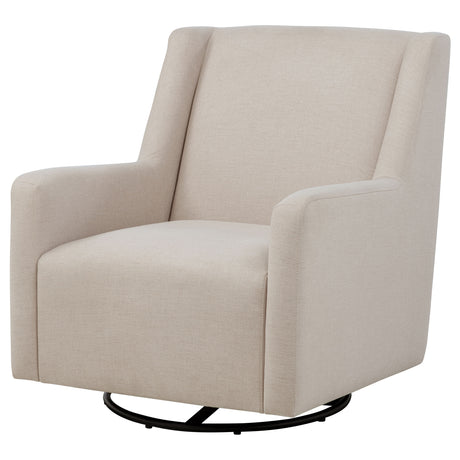 Sorrel Swivel Glider Accent Chair - Tall Back & Sloped Arms in Latte Fabric – view 4