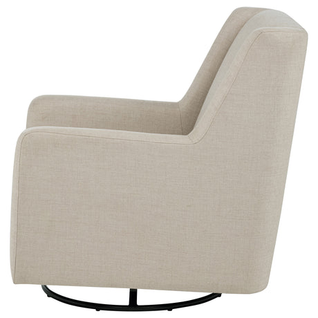Sorrel Swivel Glider Accent Chair - Tall Back & Sloped Arms in Latte Fabric – view 5