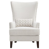 Pippin High Wingback Accent Chair - Latte Boucle with Silver Nailheads & Kidney Pillow – view 3