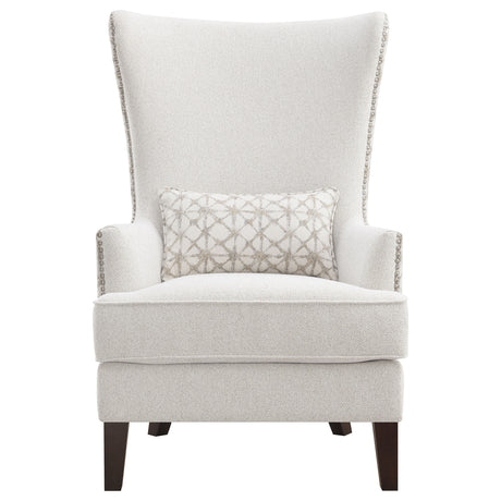 Pippin High Wingback Accent Chair - Latte Boucle with Silver Nailheads & Kidney Pillow – view 3