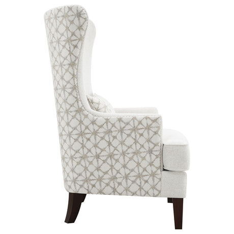 Pippin High Wingback Accent Chair - Latte Boucle with Silver Nailheads & Kidney Pillow – view 9