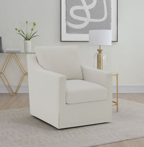 Winter Swivel Accent Chair & Lift-Top Storage Ottoman - Sloped Arms in Beige Fabric – view 1