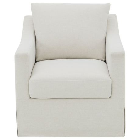Winter Swivel Accent Chair & Lift-Top Storage Ottoman - Sloped Arms in Beige Fabric – view 4