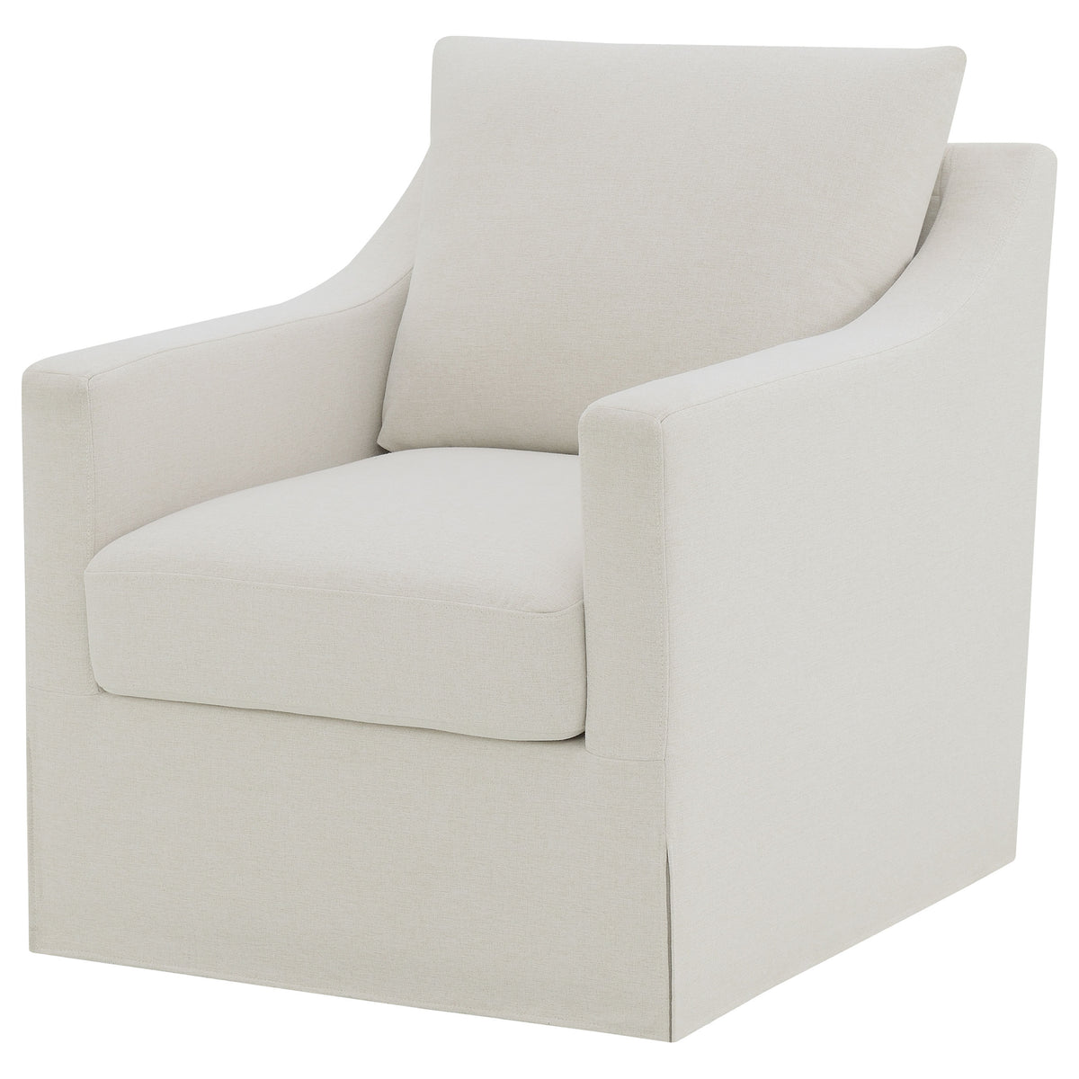 Winter Swivel Accent Chair & Lift-Top Storage Ottoman - Sloped Arms in Beige Fabric – view 5