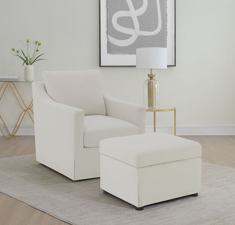 Winter Swivel Accent Chair & Lift-Top Storage Ottoman - Sloped Arms in Beige Fabric – view 13