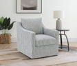 Winter Sloped Arm Swivel Accent Chair & Lift-Top Storage Ottoman - Transitional Grey Fabric – view 1