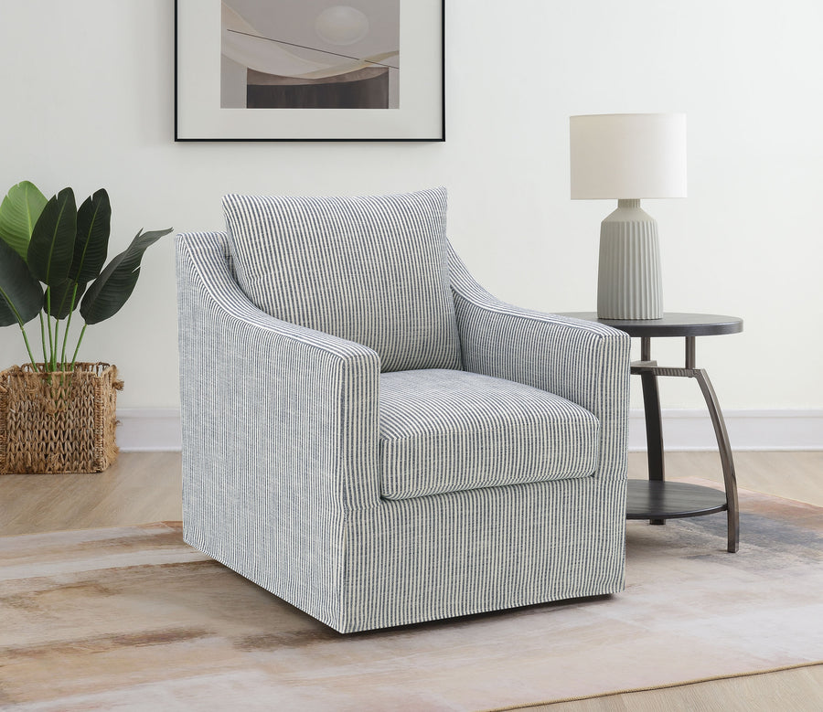 Winter Sloped Arm Swivel Accent Chair & Lift-Top Storage Ottoman - Transitional Grey Fabric