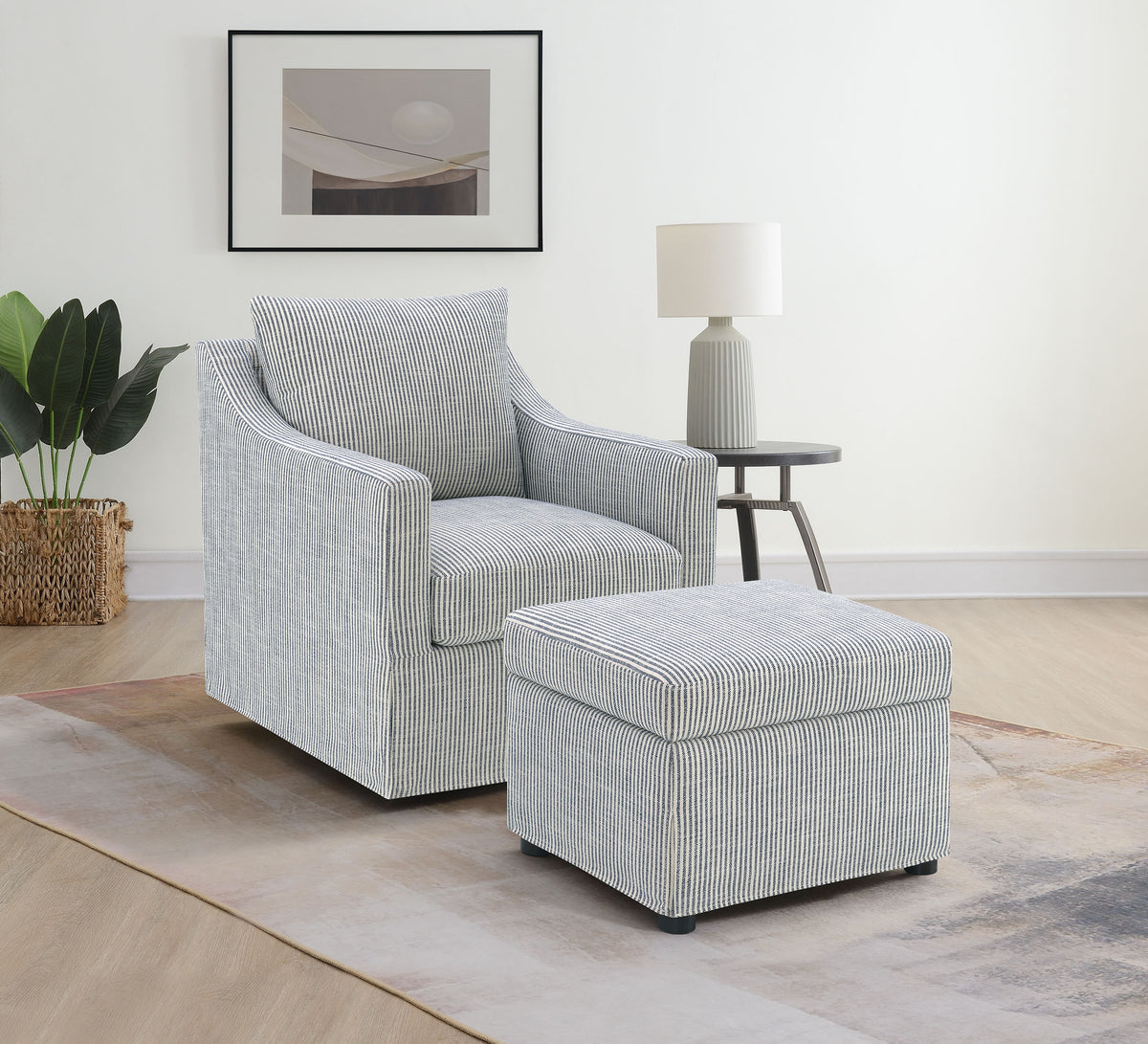 Winter Sloped Arm Swivel Accent Chair & Lift-Top Storage Ottoman - Transitional Grey Fabric – view 14