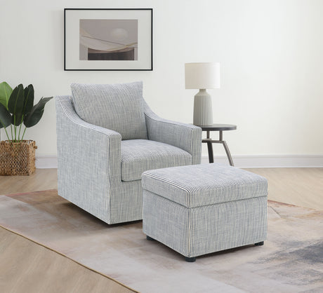 Winter Sloped Arm Swivel Accent Chair & Lift-Top Storage Ottoman - Transitional Grey Fabric – view 14