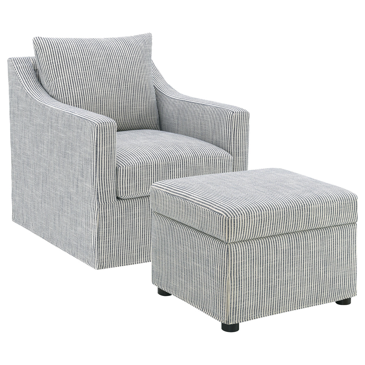 Winter Sloped Arm Swivel Accent Chair & Lift-Top Storage Ottoman - Transitional Grey Fabric – view 15