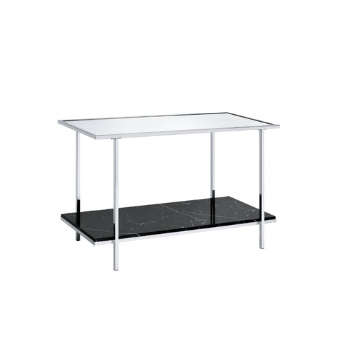 Angwin Mirrored Console Table & Accent Mirror - Faux Marble Accents with Chrome Frame