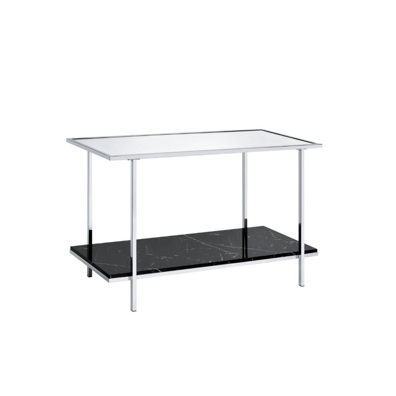 Angwin Mirrored Console Table & Accent Mirror - Faux Marble Accents with Chrome Frame