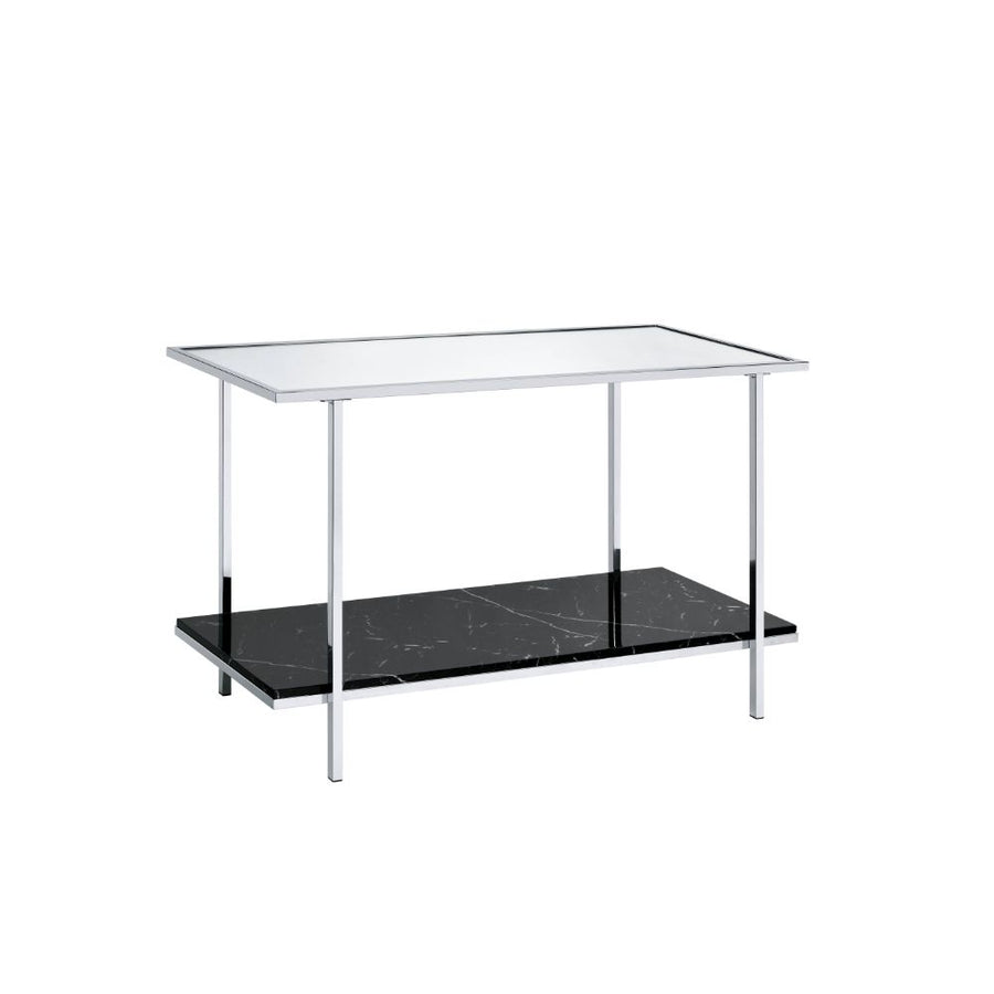 Angwin Mirrored Console Table & Accent Mirror - Faux Marble Accents with Chrome Frame