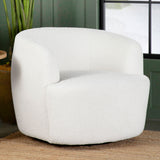Hudson Faux Sheepskin Swivel Barrel Accent Chair - Cozy Ivory Sherpa with 360-Degree Swivel – view 1