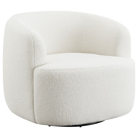 Hudson Faux Sheepskin Swivel Barrel Accent Chair