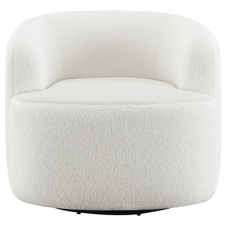 Hudson Faux Sheepskin Swivel Barrel Accent Chair - Cozy Ivory Sherpa with 360-Degree Swivel – view 3