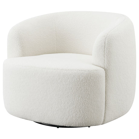 Hudson Faux Sheepskin Swivel Barrel Accent Chair - Cozy Ivory Sherpa with 360-Degree Swivel – view 4