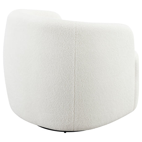 Hudson Faux Sheepskin Swivel Barrel Accent Chair - Cozy Ivory Sherpa with 360-Degree Swivel – view 7