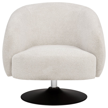 Dave Barrel Back Swivel Accent Chair - Beige Boucle on Matte Black Pedestal Base – view 3