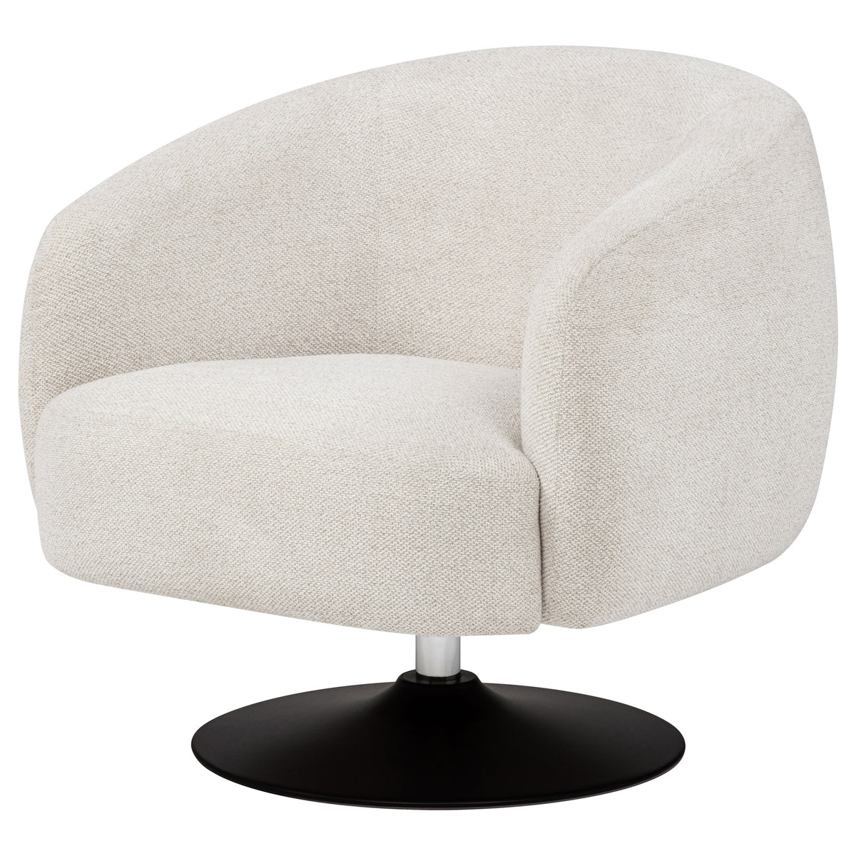 Dave Barrel Back Swivel Accent Chair - Beige Boucle on Matte Black Pedestal Base – view 4