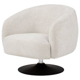 Dave Barrel Back Swivel Accent Chair - Beige Boucle on Matte Black Pedestal Base – view 4