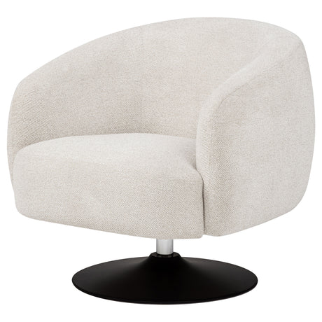 Dave Barrel Back Swivel Accent Chair - Beige Boucle on Matte Black Pedestal Base – view 4