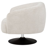 Dave Barrel Back Swivel Accent Chair - Beige Boucle on Matte Black Pedestal Base – view 5
