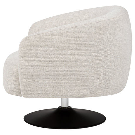 Dave Barrel Back Swivel Accent Chair - Beige Boucle on Matte Black Pedestal Base – view 5