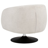Dave Barrel Back Swivel Accent Chair - Beige Boucle on Matte Black Pedestal Base – view 6